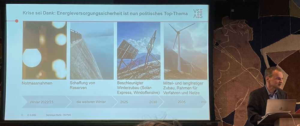 Dominique Martin (VSE, Leiter Public Affairs) referierte zum Thema «Nötige Weichenstellungen für unsere Energiezukunft».